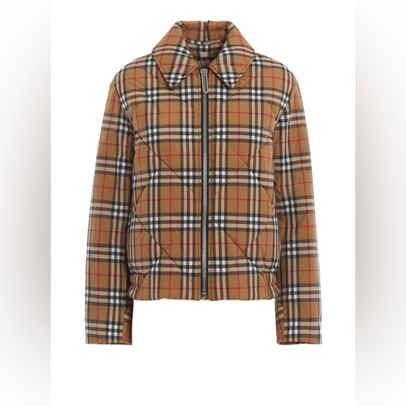 Burberry Beige Vintage Check Print Knowstone Puffer Jacket - Picture 1 of 9